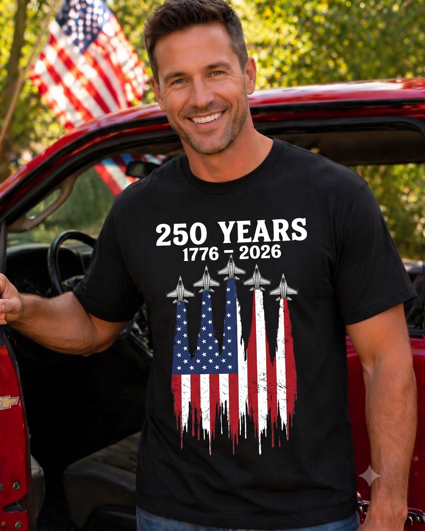 250 Years United States Semi-Quincentennial T-Shirt , Patriotic Military Jet Tee, America Day Tee