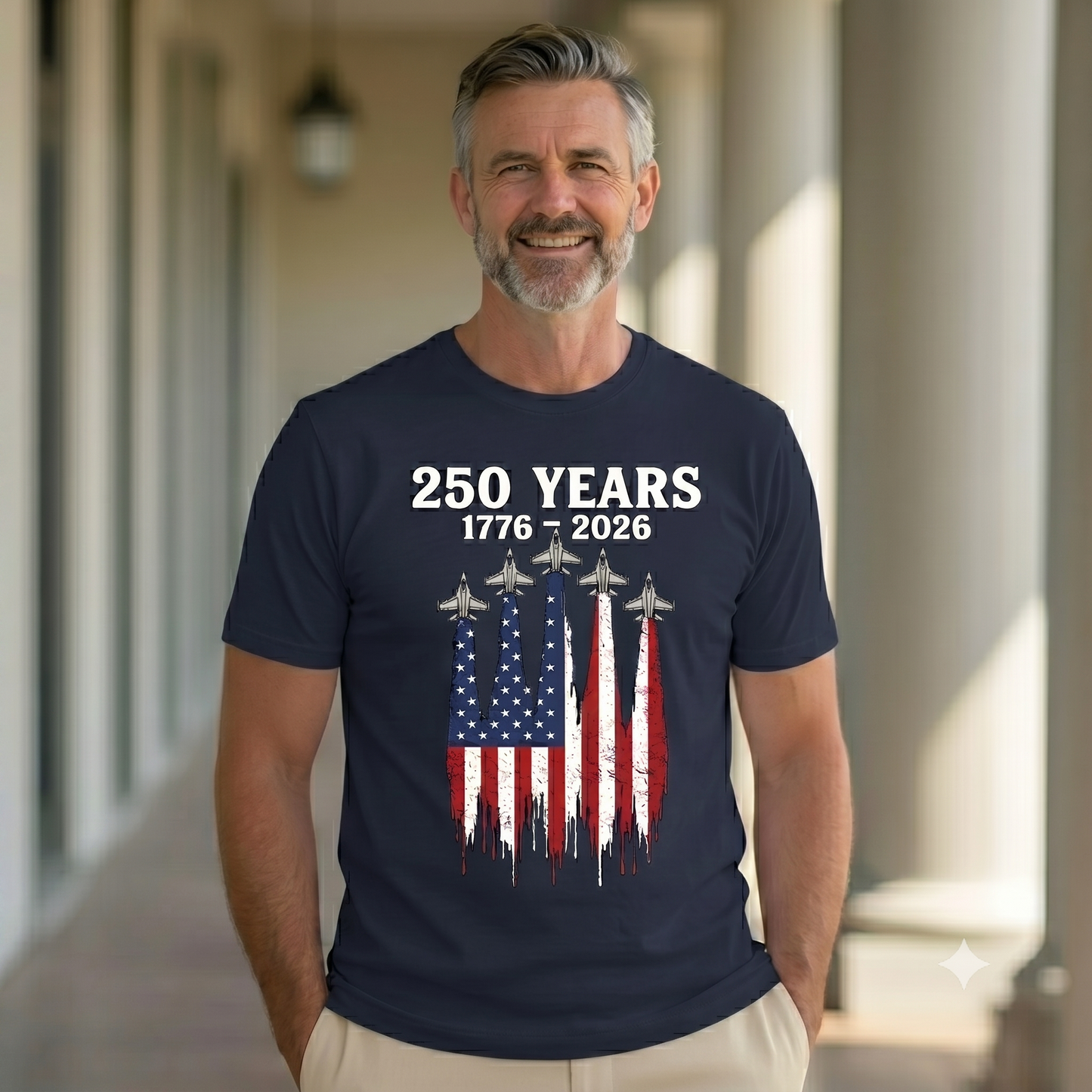 250 Years United States Semi-Quincentennial T-Shirt , Patriotic Military Jet Tee, America Day Tee