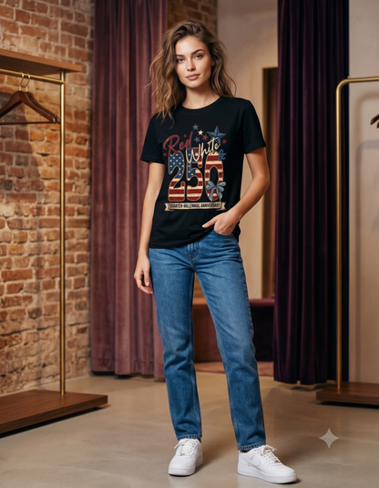 Red White & Coquette Bow 250th anniversary T-Shirt, Fourth of July T-Shirt, Independence Day T-Shirt, America Day T-Shirt