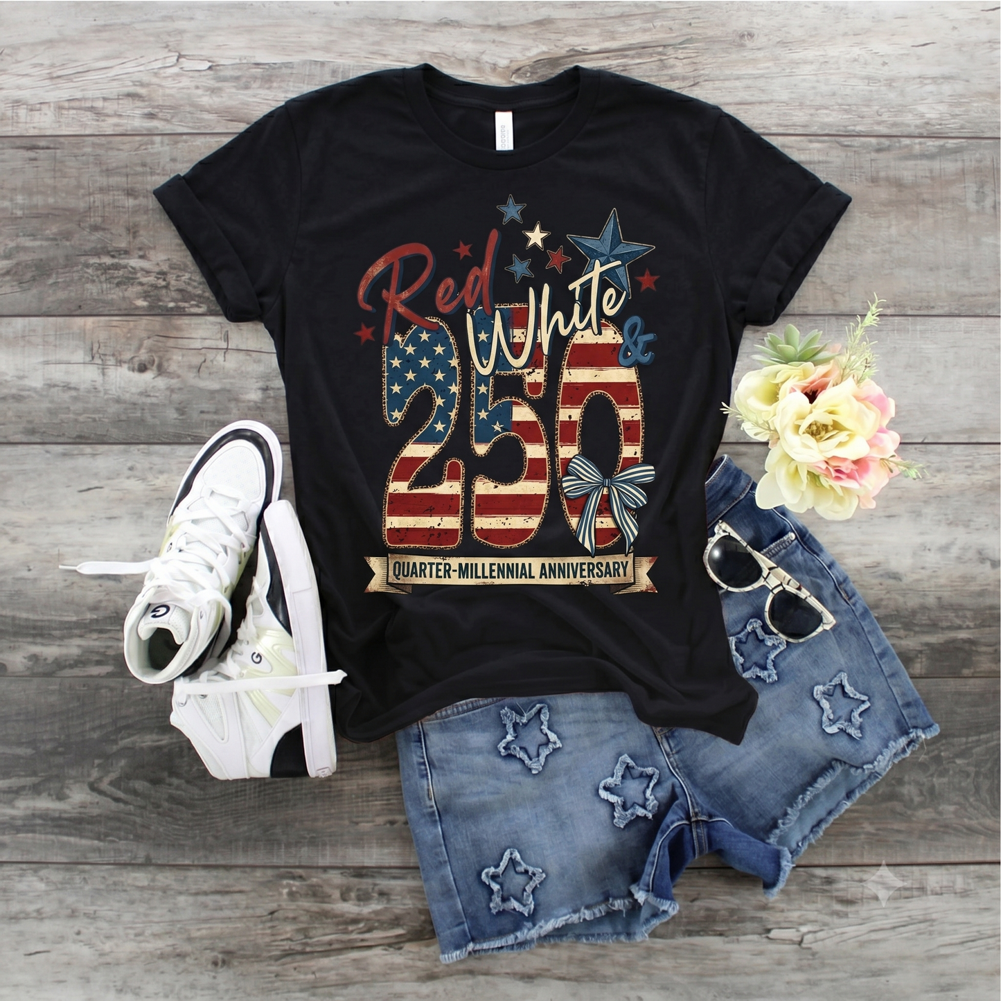 Red White & Coquette Bow 250th anniversary T-Shirt, Fourth of July T-Shirt, Independence Day T-Shirt, America Day T-Shirt